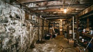 Bethesda Basement Mold: Why Older Homes Are Most at Risk | DMV Mold | efflorescence on block foundation wall in older Bethes